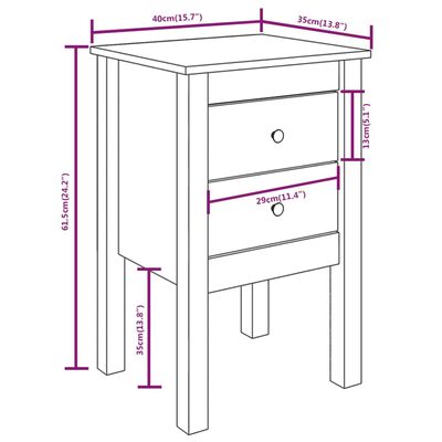 vidaXL Comodino 40x35x61,5 cm in Legno Massello di Pino