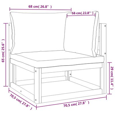 vidaXL Set Salotto da Giardino 7pz con Cuscini Verdi in Legno Massello