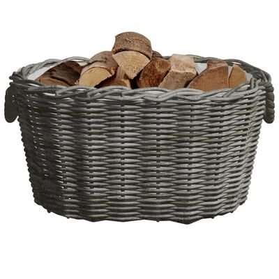 vidaXL Cesta per Legna con Maniglie 59x42x28 cm Salice Grigia