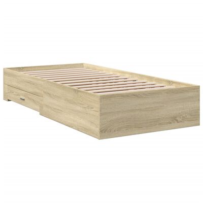 vidaXL Giroletto Cassetti Rovere Sonoma 90x200 cm Legno Multistrato