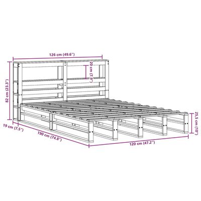 vidaXL Giroletto con Testiera Bianco 120x190 cm Legno Massello di Pino