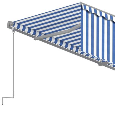 vidaXL Tenda Sole Retrattile Automatica con Parasole 4,5x3m Blu Bianco