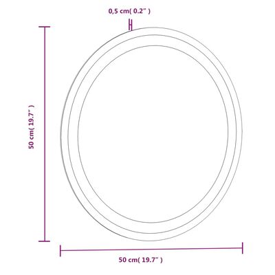 vidaXL Specchio da Bagno LED 50 cm Rotondo