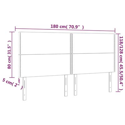 vidaXL Testiera a LED Grigio Chiaro 180x5x118/128 cm in Tessuto