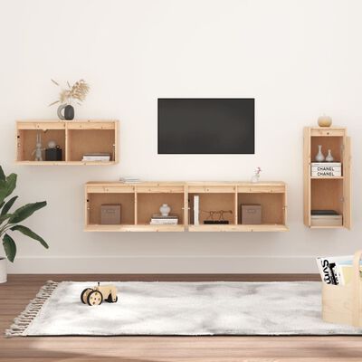 vidaXL Mobili Porta TV 4 pz in Legno Massello di Pino