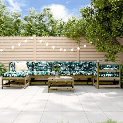 vidaXL Set Divani da Giardino 8pz con Cuscini Legno Impregnato di Pino