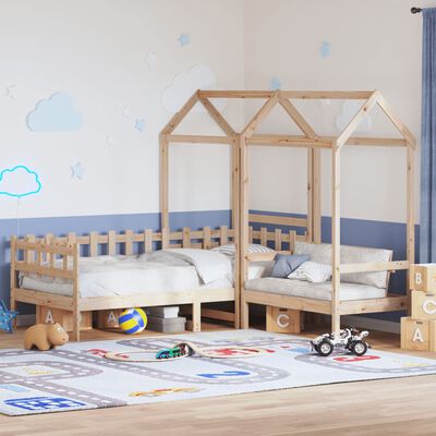 vidaXL Set Dormeuse e Panca con Tetto 90x200cm Legno Massello di Pino