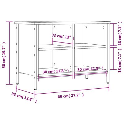 vidaXL Scarpiera Nera 69x35x50 cm in Legno Multistrato