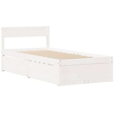 vidaXL Letto senza Materasso Bianco 75x190 in Legno Massello di Pino