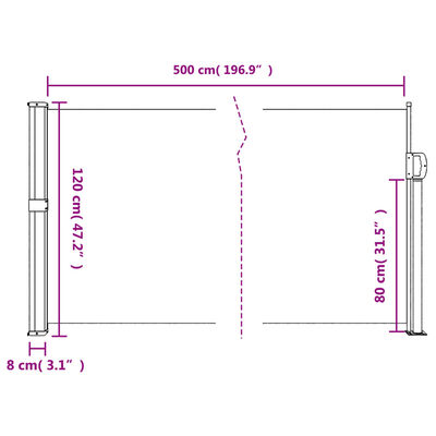 vidaXL Tenda da Sole Laterale Retrattile Terracotta 120x500 cm