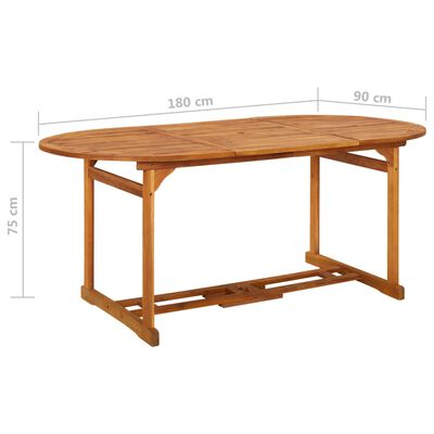 vidaXL Set da Pranzo da Giardino 7pz 180x90x75cm Legno Massello Acacia