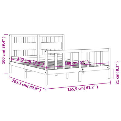 vidaXL Giroletto con Testiera Bianco King Size in Legno Massello