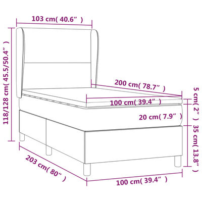 vidaXL Giroletto a Molle con Materasso Nero 100x200 cm in Velluto