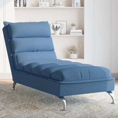 vidaXL Chaise Longue con Cuscini Blu in Tessuto