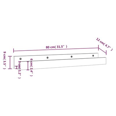 vidaXL Mensole da Parete 2 pz Grigio 80x12x9cm Legno Massello di Pino