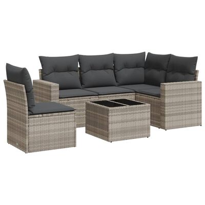 vidaXL Set Divano da Giardino 6pz con Cuscini Grigio Chiaro Polyrattan