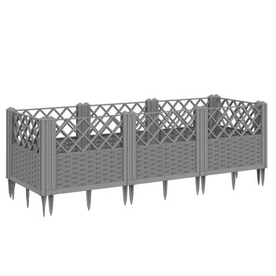 vidaXL Fioriera Giardino Picchetti Grigio Chiaro 123,5x43,5x43,5 cm PP