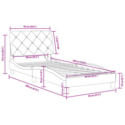 vidaXL Giroletto con Luci LED Grigio Scuro 90x190 cm in Velluto