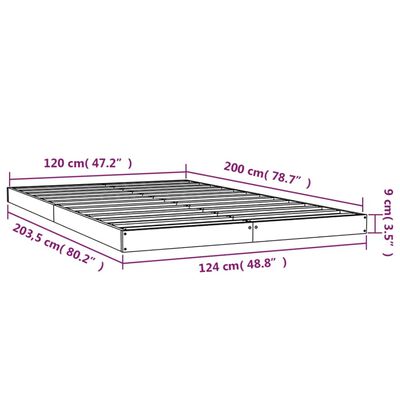 vidaXL Giroletto senza Materasso Bianco 120x200 cm Legno Massello Pino