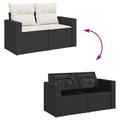 vidaXL Set Divani da Giardino 10pz con Cuscini in Polyrattan Nero