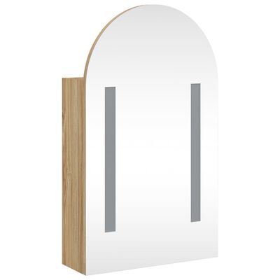 vidaXL Armadietto Bagno con Specchio e LED ad Arco Rovere 42x13x70 cm