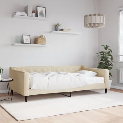 vidaXL Divano Letto con Materasso Crema 100x200 cm in Tessuto