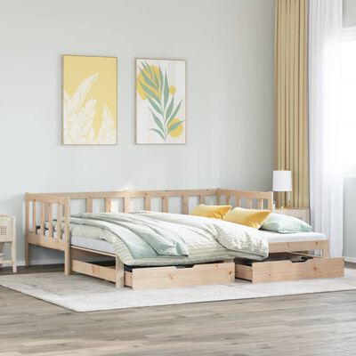 vidaXL Dormeuse con Letto Estraibile e Cassetti 90x190cm Massello Pino