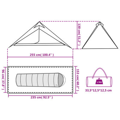 vidaXL Tenda da Campeggio Tipi per 1 Persona Blu Impermeabile