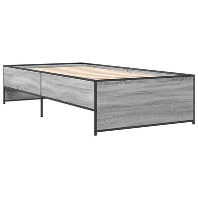 vidaXL Giroletto Grigio Sonoma 90x200 cm Legno Multistrato e Metallo