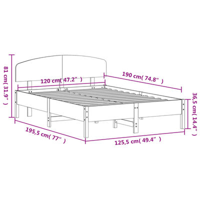 vidaXL Letto senza Materasso Bianco 120x190 cm Legno Massello di Pino