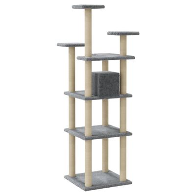 vidaXL Albero per Gatti con Tiragraffi in Sisal Grigio Chiaro 171 cm