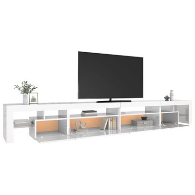 vidaXL Mobile Porta TV con Luci LED Bianco Lucido 290x36,5x40 cm