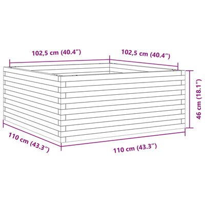 vidaXL Fioriera da Giardino 110x110x46 cm in Legno di Pino Impregnato