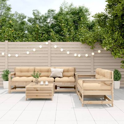 vidaXL Set Divani Giardino 6 pz con Cuscini in Legno Massello di Pino