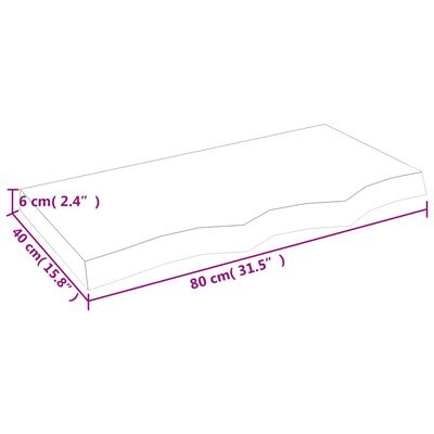 vidaXL Piano per Tavolo 80x40x(2-6) cm in Rovere Massello Non Trattato