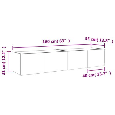 vidaXL Mobili TV a Parete con Luci LED 2pz Rovere Marrone 80x35x31 cm