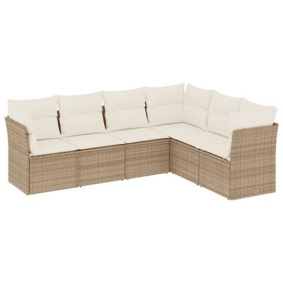 vidaXL Set Divano da Giardino 6 pz con Cuscini Beige in Polyrattan