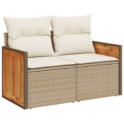 vidaXL Set Divano da Giardino 8 pz con Cuscini Beige in Polyrattan