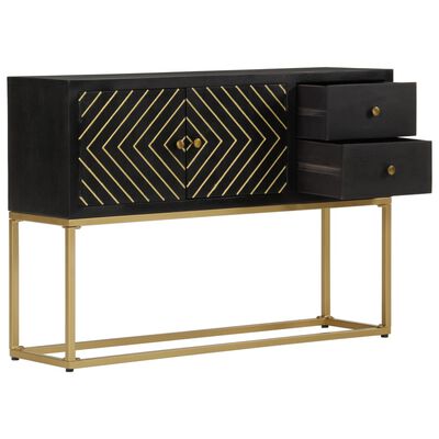 vidaXL Credenza Nera e Oro 110x30x75 cm in Legno Massello di Mango