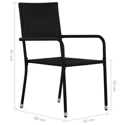 vidaXL Set Mobili da Pranzo per Giardino 9 pz in Polyrattan Nero