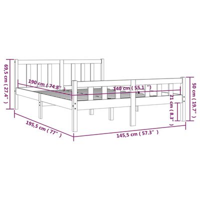 vidaXL Giroletto Ambra in Legno Massello 140x190 cm