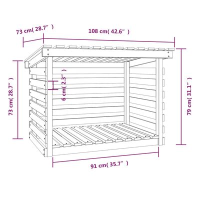 vidaXL Portalegna Grigio 108x73x79 cm in Legno Massello di Pino