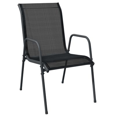 vidaXL Set da Pranzo da Giardino 7 pz Nero in Acciaio e Textilene