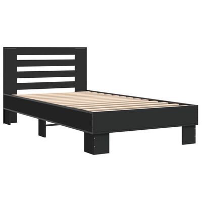 vidaXL Giroletto Nero 75x190 cm in Legno Multistrato e Metallo