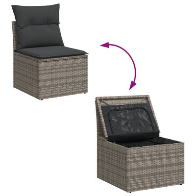 vidaXL Set Divani da Giardino 11 pz con Cuscini in Polyrattan Grigio