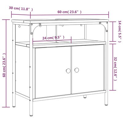 vidaXL Mobile Lavabo Bagno Rovere Fumo 60x30x60 cm Legno Multistrato