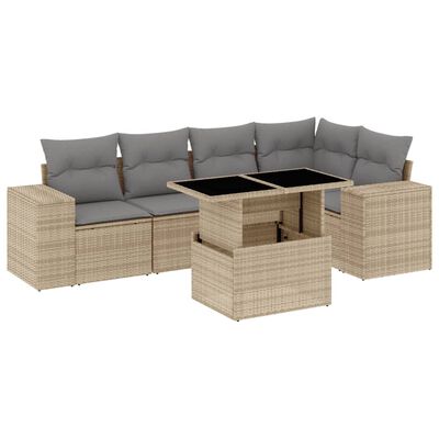 vidaXL Set Divano da Giardino 6 pz con Cuscini Beige in Polyrattan