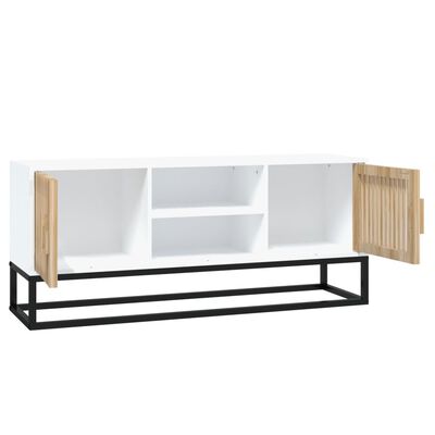 vidaXL Mobile Porta TV Bianco 105x30x45cm in Legno Multistrato e Ferro