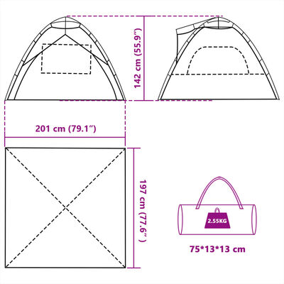 vidaXL Tenda da Spiaggia 3 Persone Verde Rilascio Rapido Impermeabile