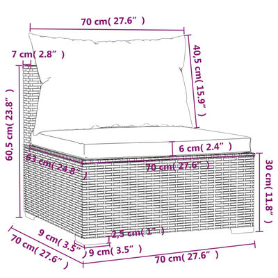 vidaXL Set Divani da Giardino 5 pz con Cuscini in Polyrattan Grigio